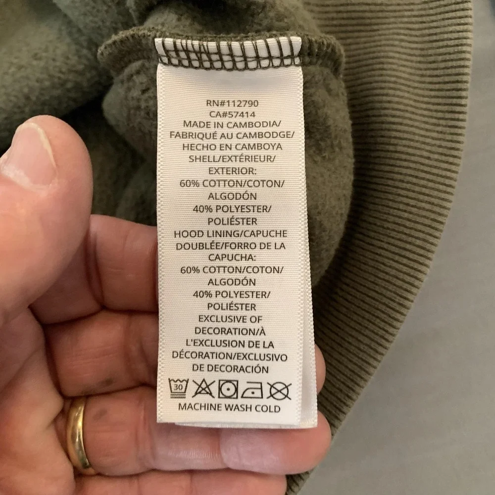True Religion Hoodie Mens Large Green Full Zip Fleece Silicone Tape Logo